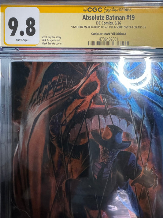 Absolute Batman #19 CGC Signature Series 9.8 Mark Brooks exclusive foil signed by Snyder and Brooks