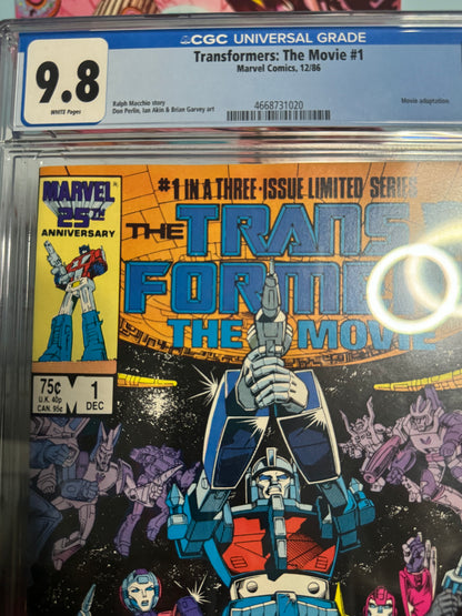 Transformers: The Movie #1 (1986) CGC 9.8 Marvel White Pages